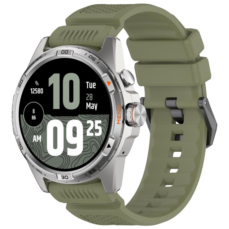 

For Ticwatch Atlas Black Steel Buckle Silicone Watch Band(Green)