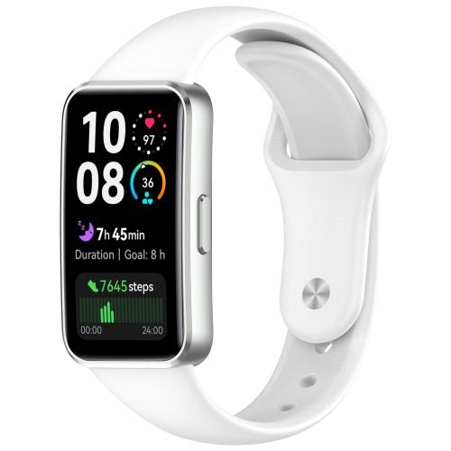 For Huewei Band 10 / 9 / 8 Reverse Buckle Glossy Silicone Watch Band(White)