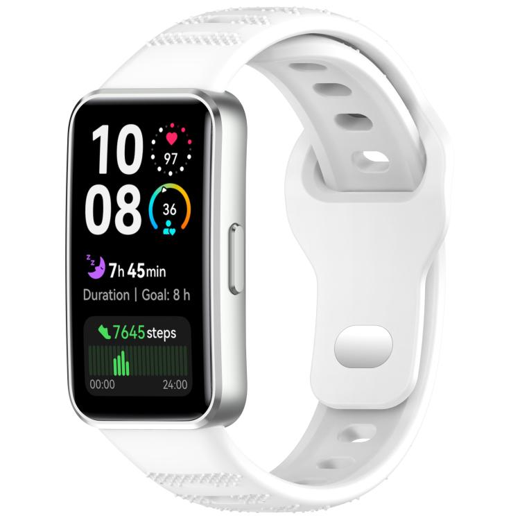 

For Huawei Band 10 / 9 / 8 Dot Reverse Buckle Silicone Watch Band(White)