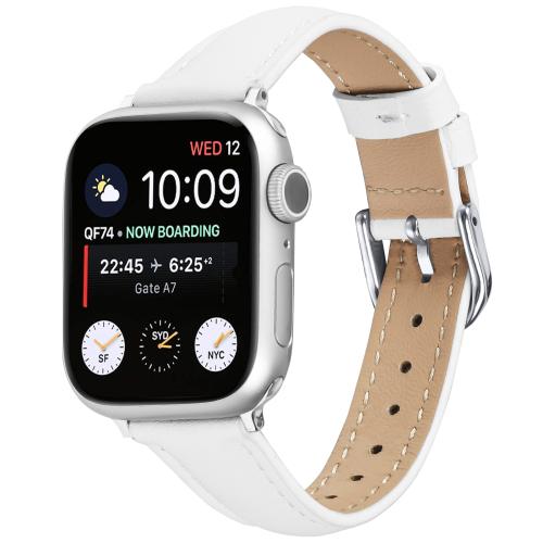 

For Apple Watch 46mm / 49mm / 45mm / 44mm Small Waist PU Leather Watch Band(White)