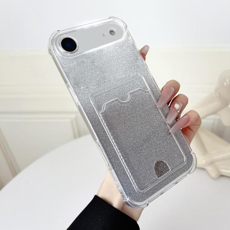 

For iPhone Air Four-cornered Glitter Electroplated Card Bag TPU Phone Case(Transparent)