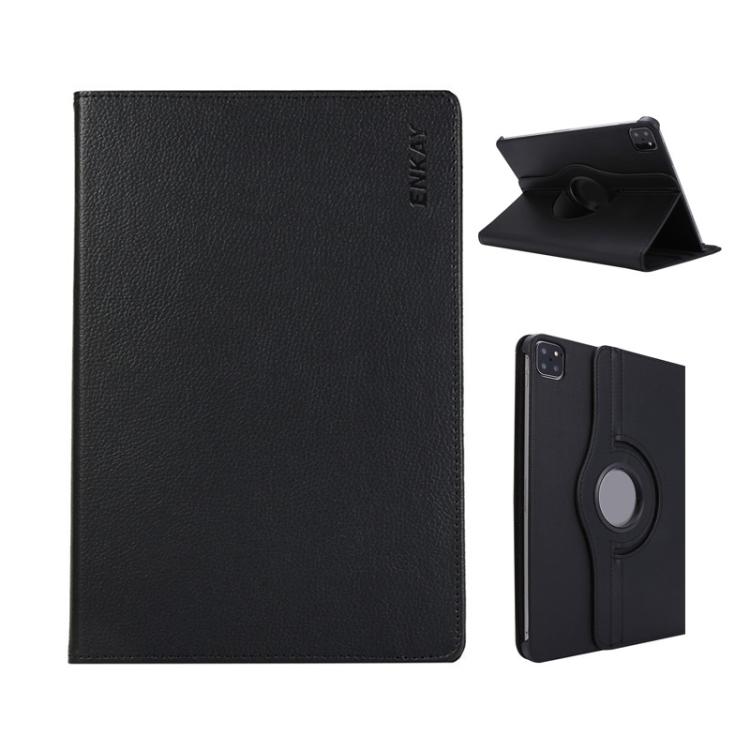 

For iPad Air 11 2025 / 2024 / Air 10.9 2022 ENKAY 360 Degree Rotation Litchi Leather Smart Tablet Case(Black)
