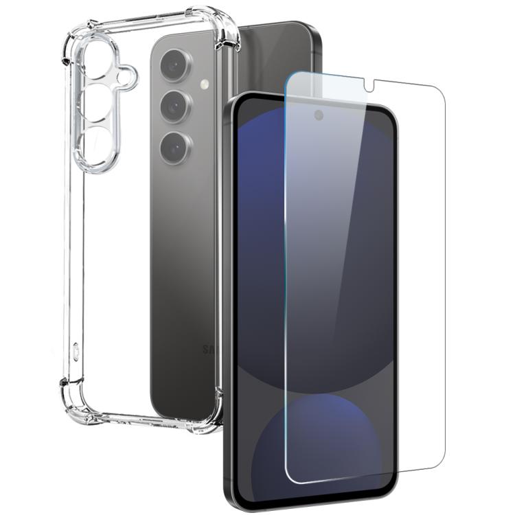 

For Samsung Galaxy S24 FE 5G NORTHJO 2 in 1 TPU Airbag Shockproof Phone Case with Screen Film(Clear)