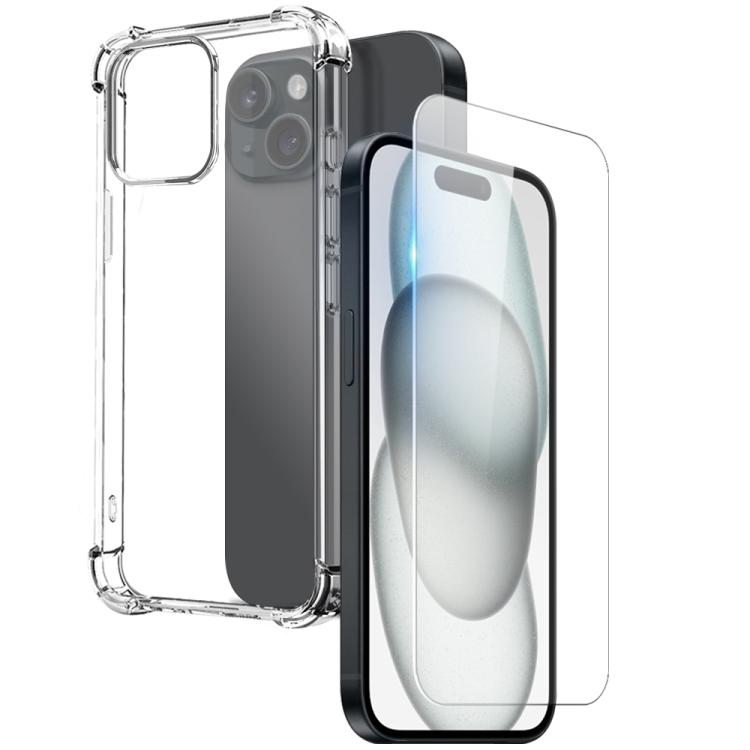 

For iPhone 15 Plus NORTHJO 2 in 1 TPU Airbag Shockproof Phone Case with Screen Film(Clear)