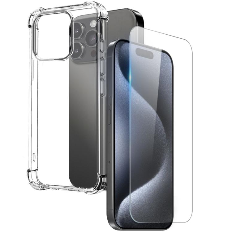 

For iPhone 15 Pro Max NORTHJO 2 in 1 TPU Airbag Shockproof Phone Case with Screen Film(Clear)