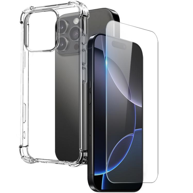 

For iPhone 16 Pro NORTHJO 2 in 1 TPU Airbag Shockproof Phone Case with Screen Film(Clear)