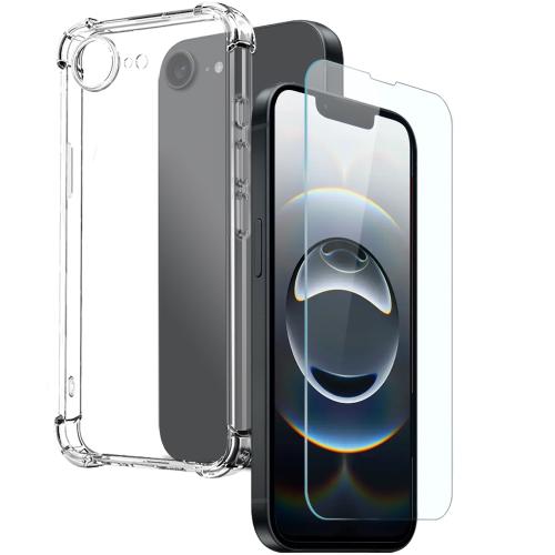 

For iPhone 16e NORTHJO 2 in 1 TPU Airbag Shockproof Phone Case with Screen Film(Clear)