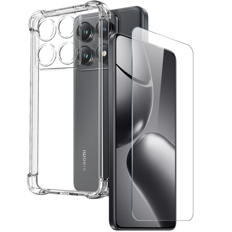 

For Xiaomi 14T Pro 5G NORTHJO 2 in 1 TPU Airbag Shockproof Phone Case with Screen Film(Clear)