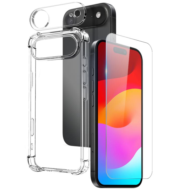 

For iPhone 17 Air NORTHJO 3 in 1 TPU Airbag Shockproof Phone Case with Screen Protector Lens Film(Clear)