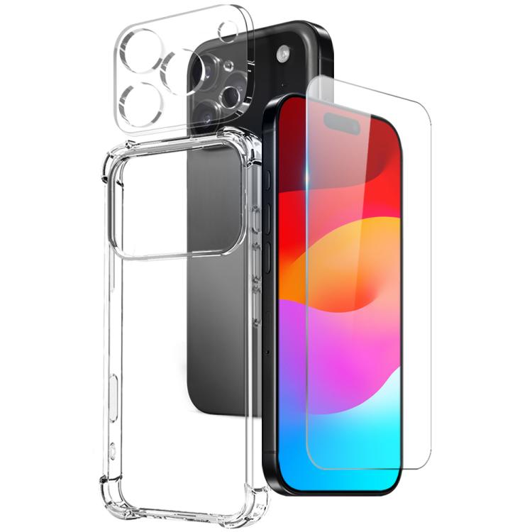 

For iPhone 17 Pro NORTHJO 3 in 1 TPU Airbag Shockproof Phone Case with Screen Protector Lens Film(Clear)