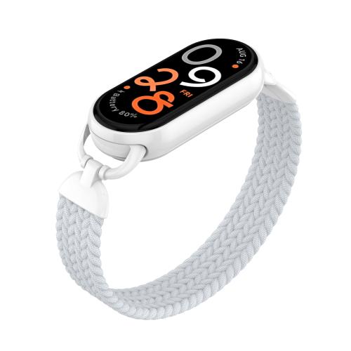 

For xiaomi Smart Band 10 / 9 / 8 Metal Head Single Woven Nylon Watch Band, Size:S(Ceramic White)