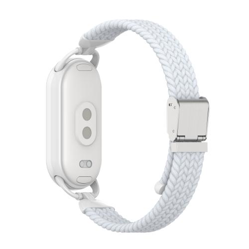 

For Xiaomi Smart Band 10 / 9 / 8 Metal Head Two Sections Nylon Braided Watch Band(Ceramic White)