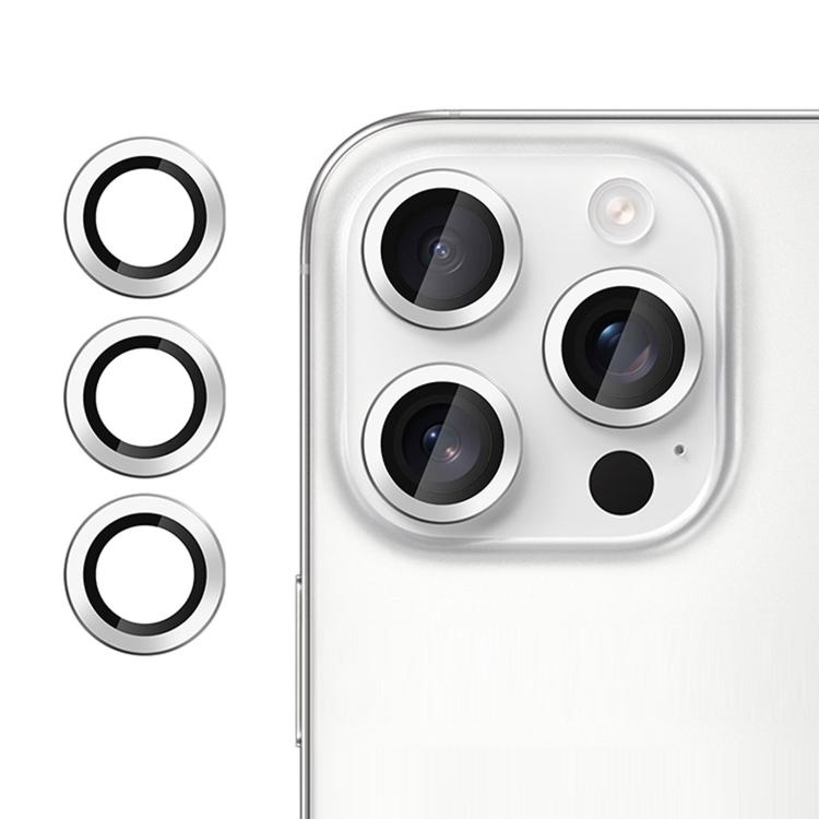 

For iPhone 15 Pro Kalebol No Flicker Ultra-Thin Individual Camera Lens Tempered Glass Film(Silver)