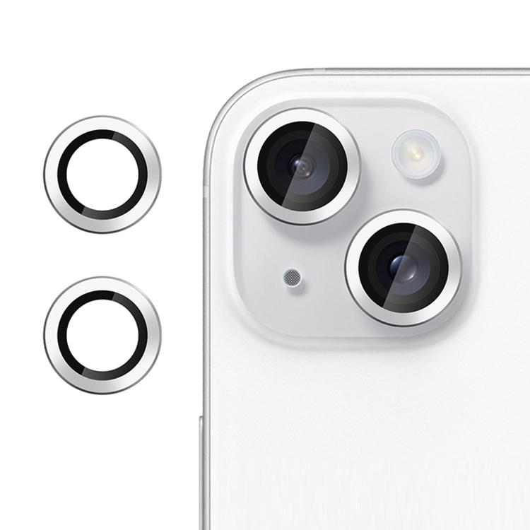 

For iPhone 15 Kalebol No Flicker Ultra-Thin Individual Camera Lens Tempered Glass Film(Silver)