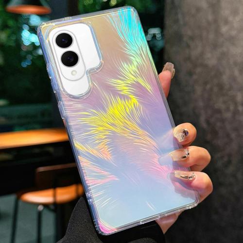 

For Samsung Galaxy S25 Edge 5G Glossy Color-Plated Shockproof Phone Case(Colored Feather)
