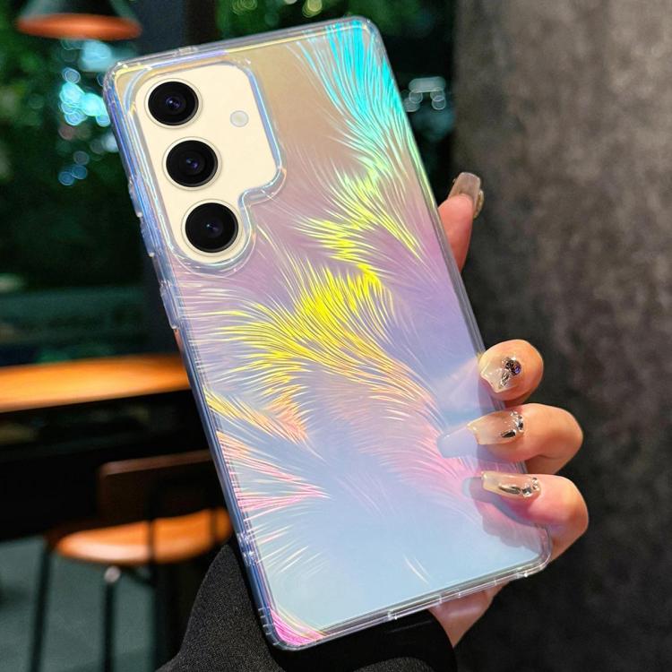 

For Samsung Galaxy S25 5G Glossy Color-Plated Shockproof Phone Case(Colored Feather)