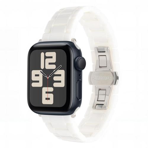 

For Apple Watch 46mm / 49mm / 45mm / 44mm Tank Grain Ceramics Watch Band(White)