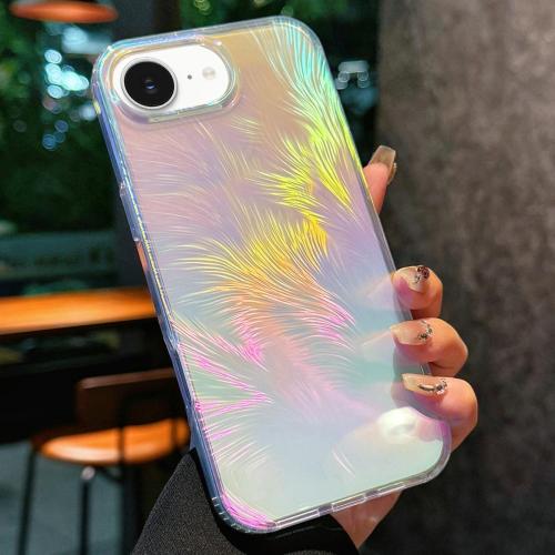 

For iPhone 16e Glossy Color-Plated Shockproof Phone Case(Colored feathe)
