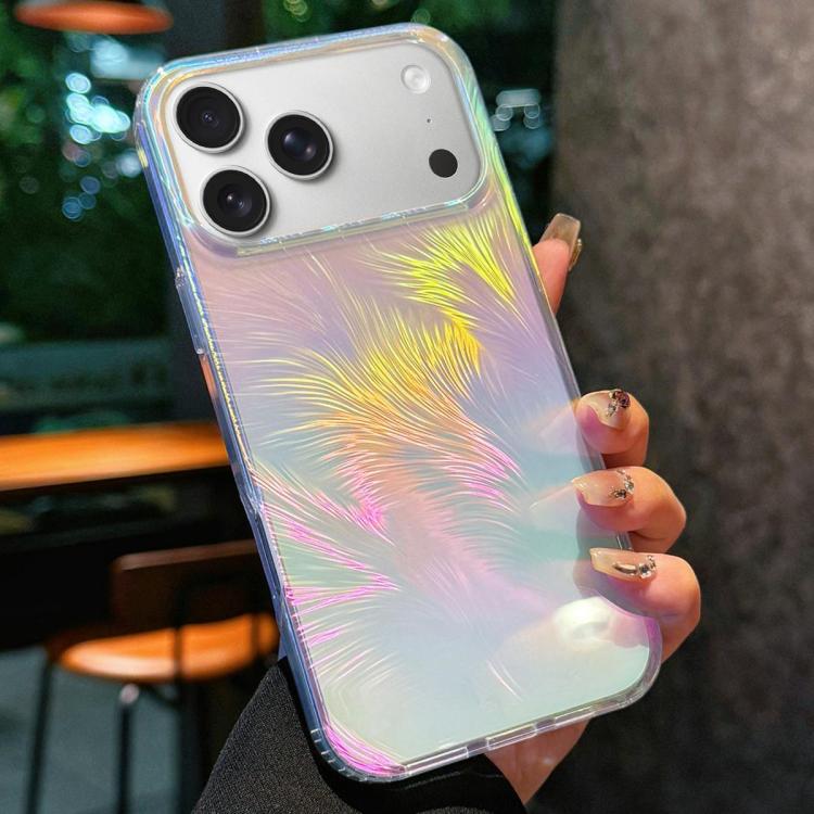 

For iPhone 17 Pro Max Glossy Color-Plated Shockproof Phone Case(Colored feathe)