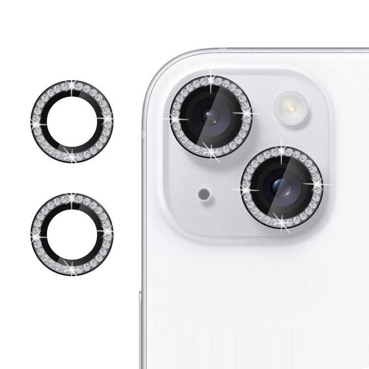 

For iPhone 14 Plus Kalebol Individual Camera Lens Diamond Ring Protector(Black)