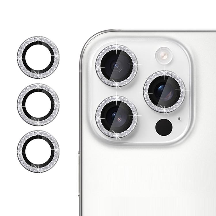 

For iPhone 14 Pro Kalebol Individual Camera Lens Diamond Ring Protector(Silver)