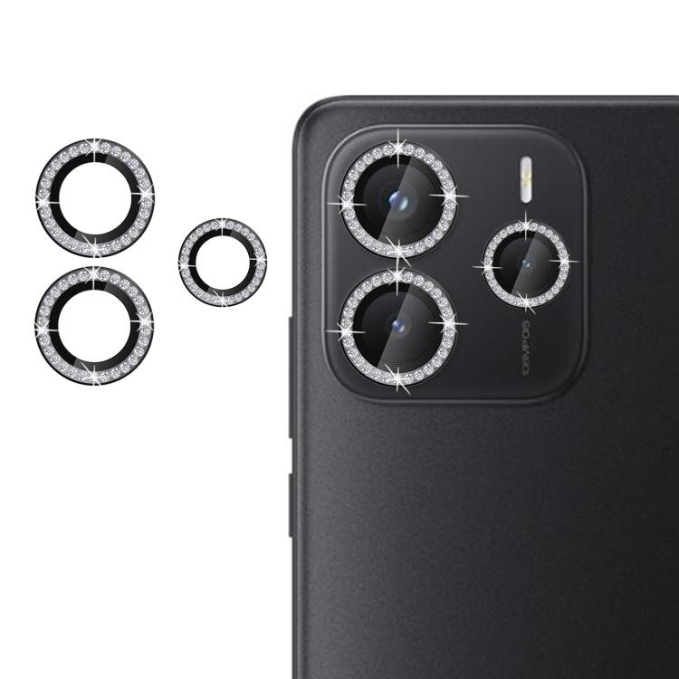 

For Redmi Note 14 4G 164.84mm Kalebol Individual Camera Lens Diamond Ring Protector(Black)