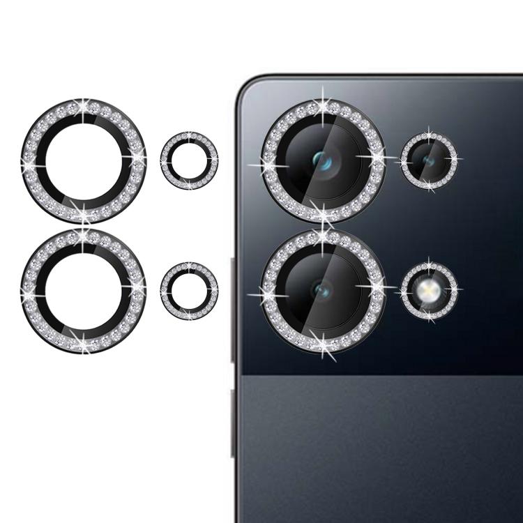 

For Xiaomi Poco M6 Pro Kalebol Individual Camera Lens Diamond Ring Protector(Black)