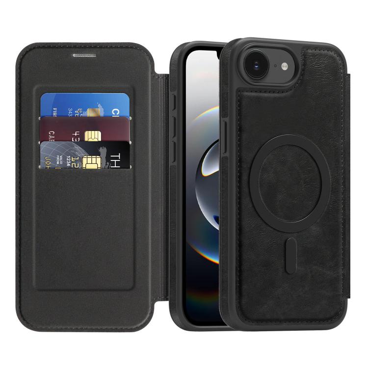 

For iPhone 16e Linton MagSafe Leather Phone Case(Black)