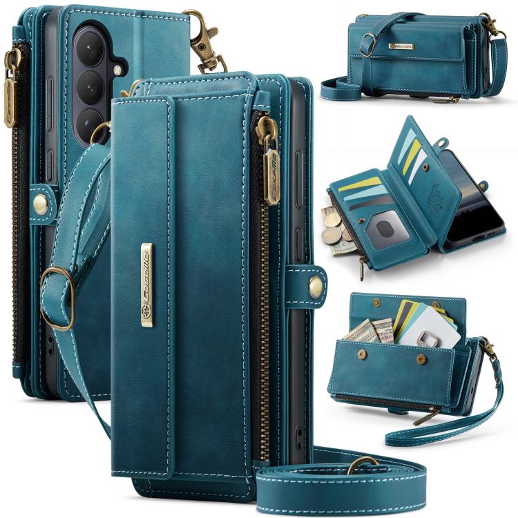 

For Samsung Galaxy S26 5G CaseMe C39 RFID Blocking Zipper Wallet Leather Phone Case with Crossbody Strap(Green)