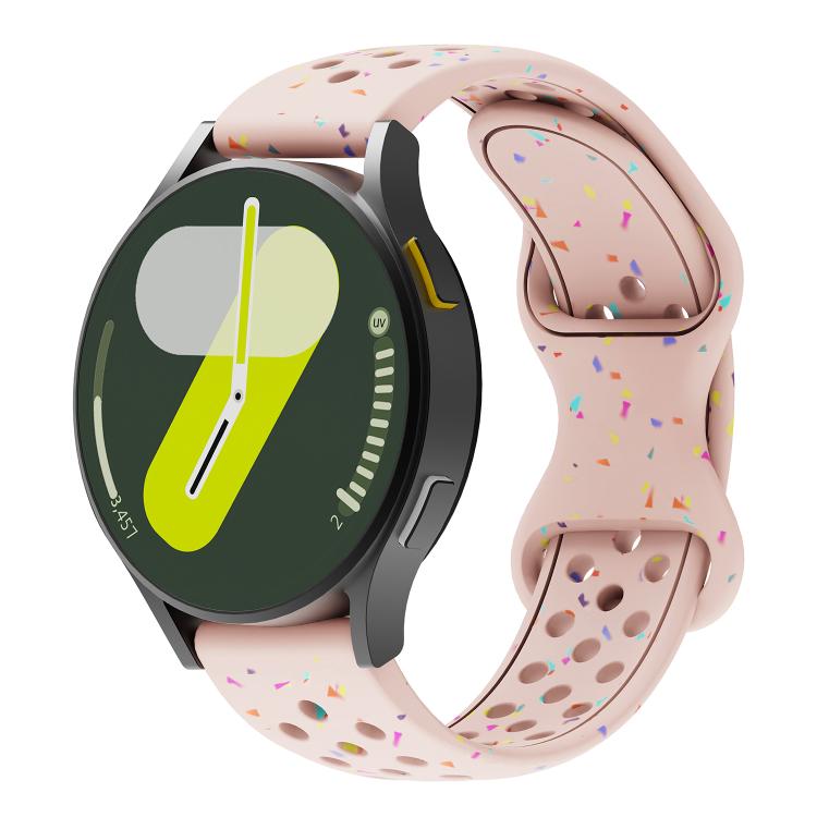 

20mm Eco-Friendly Granular Colorful Dots Silicone Watch Band(Light Pink)