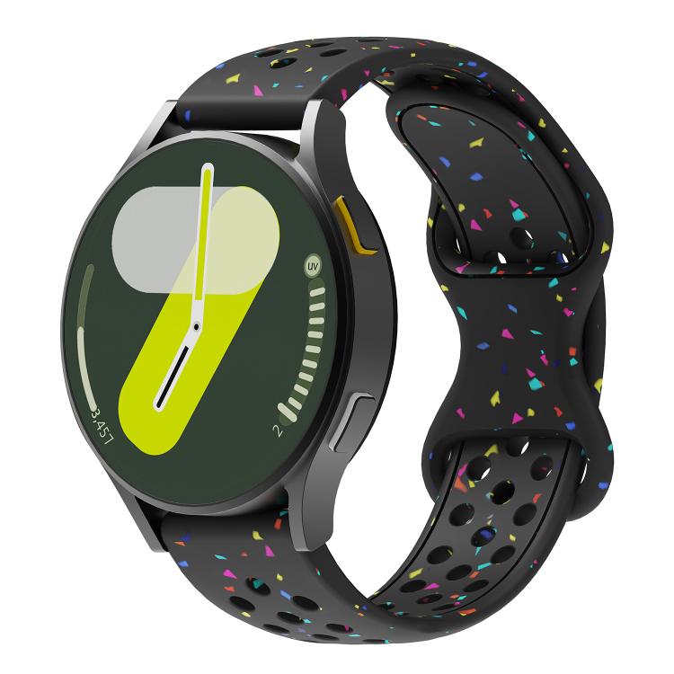 

20mm Eco-Friendly Granular Colorful Dots Silicone Watch Band(Black)