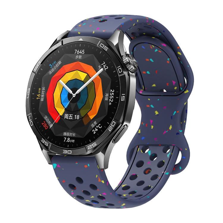 

22mm Eco-Friendly Granular Colorful Dots Silicone Watch Band(Midnight Blue)