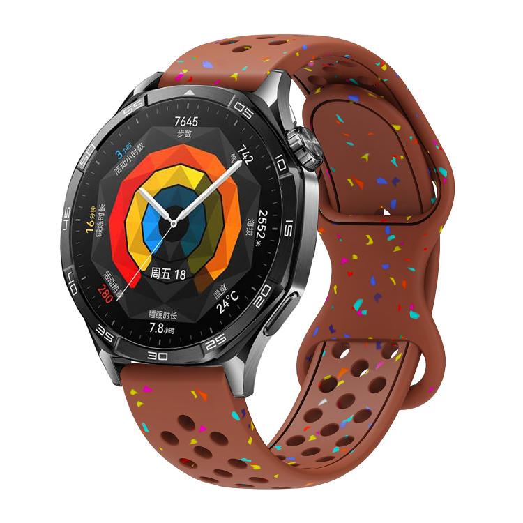 

22mm Eco-Friendly Granular Colorful Dots Silicone Watch Band(Brown)