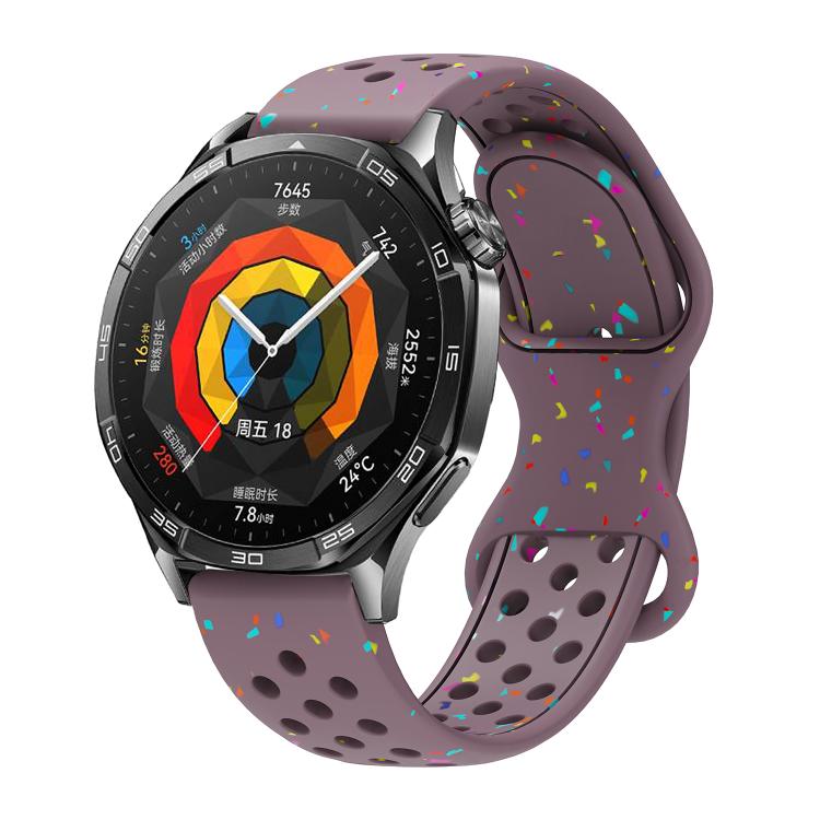 

22mm Eco-Friendly Granular Colorful Dots Silicone Watch Band(Smoke Purple)