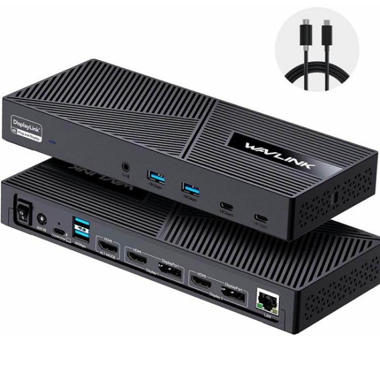 

WAVLINK UG63PD25 15 in 1 DisplayLink Docking Station Support Triple Display 130W Power-in(US Plug)