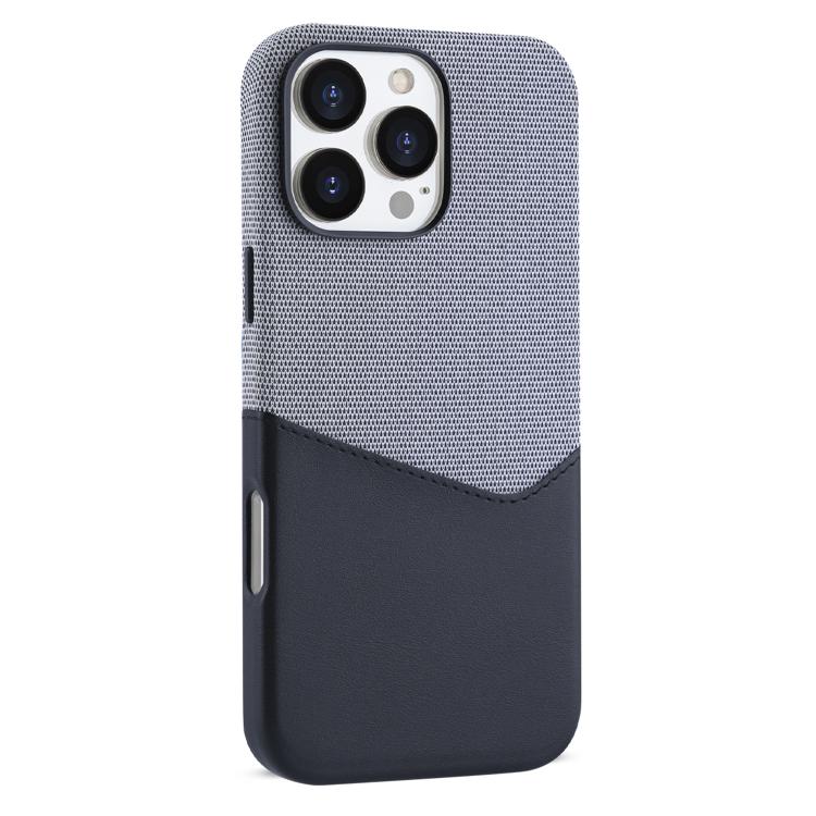 

For iPhone 16 Pro Max Kalebol Cloth Textue Stitching Card Slot Magnetic Phone Case(Black)