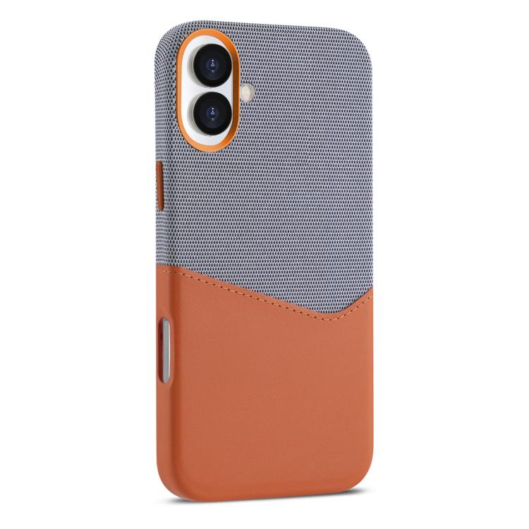 

For iPhone 16 Plus Kalebol Cloth Textue Stitching Card Slot Magnetic Phone Case(Orange)