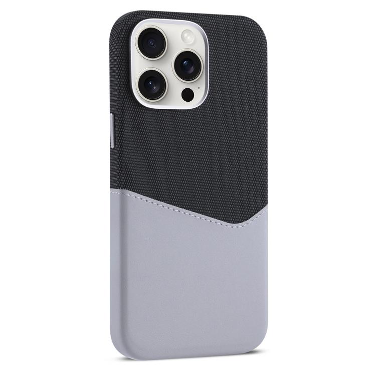 

For iPhone 15 Pro Max Kalebol Cloth Textue Stitching Card Slot Magnetic Phone Case(Gray)