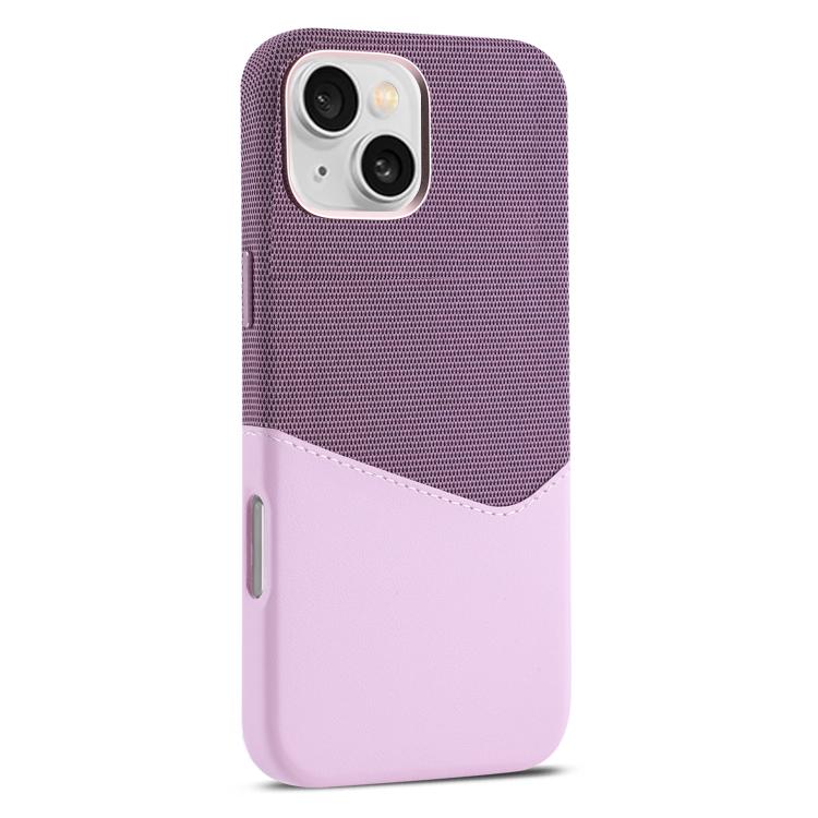 

For iPhone 15 Plus Kalebol Cloth Textue Stitching Card Slot Magnetic Phone Case(Pink)