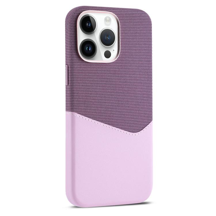 

For iPhone 14 Pro Kalebol Cloth Textue Stitching Card Slot Magnetic Phone Case(Pink)