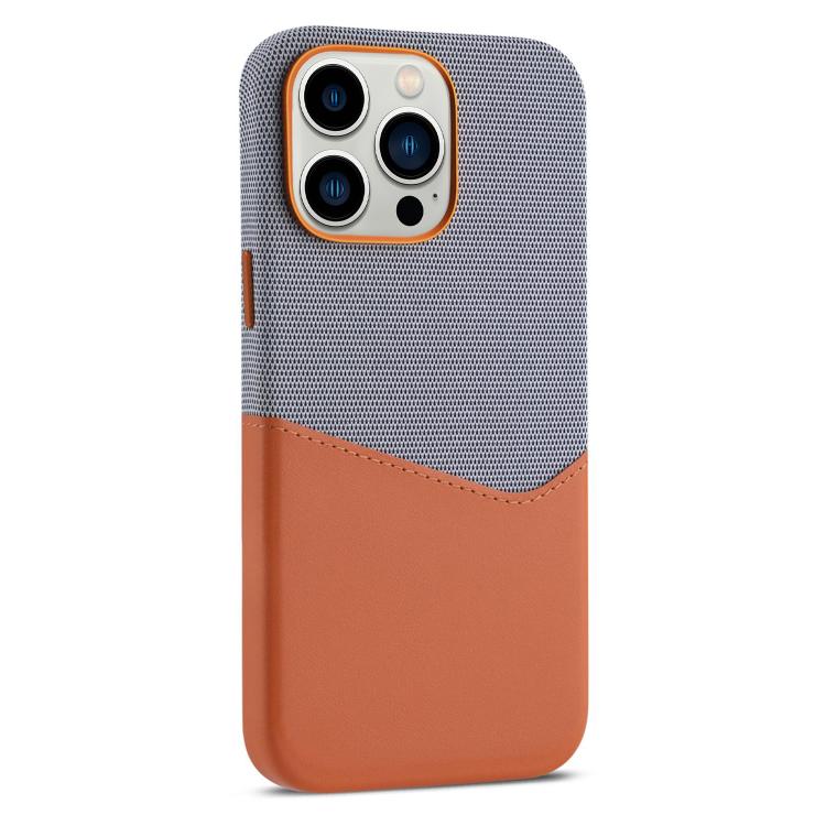 

For iPhone 13 Pro Kalebol Cloth Textue Stitching Card Slot Magnetic Phone Case(Orange)