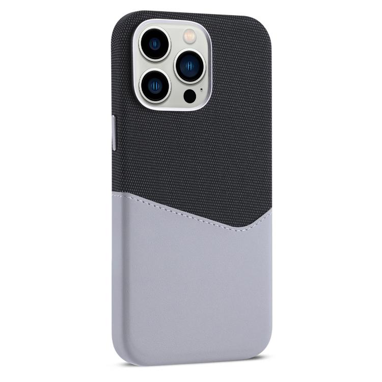 

For iPhone 13 Pro Kalebol Cloth Textue Stitching Card Slot Magnetic Phone Case(Gray)