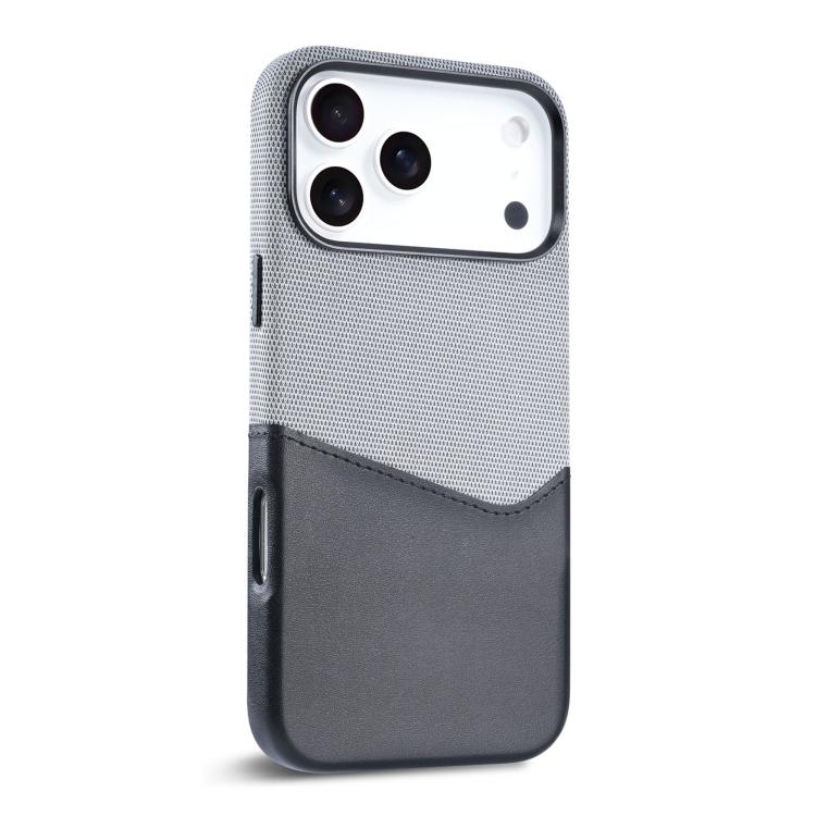 

For iPhone 17 Pro Max Kalebol Cloth Textue Stitching Card Slot Magnetic Phone Case(Black)