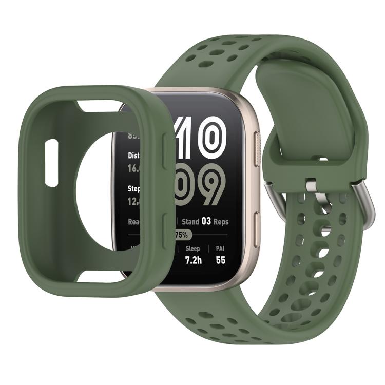 

For Amazfit Bip 6 Sofe Case Integrated Silicone Watch Band(Dark Green)