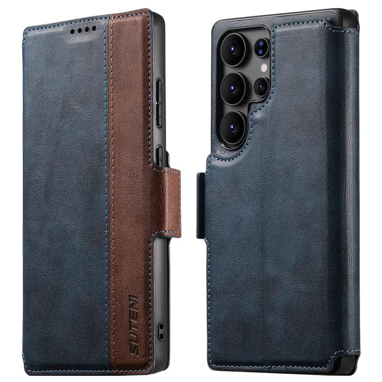 

For Samsung Galaxy S25 Ultra 5G Suteni Q07 2-in-1 Multi-function Detachable Wallet MagSafe Phone Case(Blue)