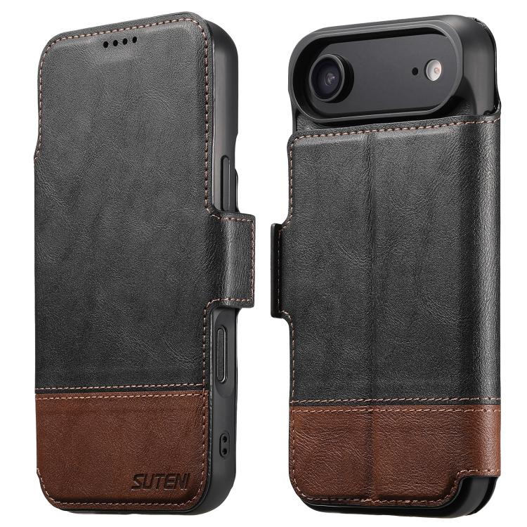 

For iPhone Air Suteni Q06 2-in-1 Multi-function Detachable Wallet MagSafe Phone Case(Black)