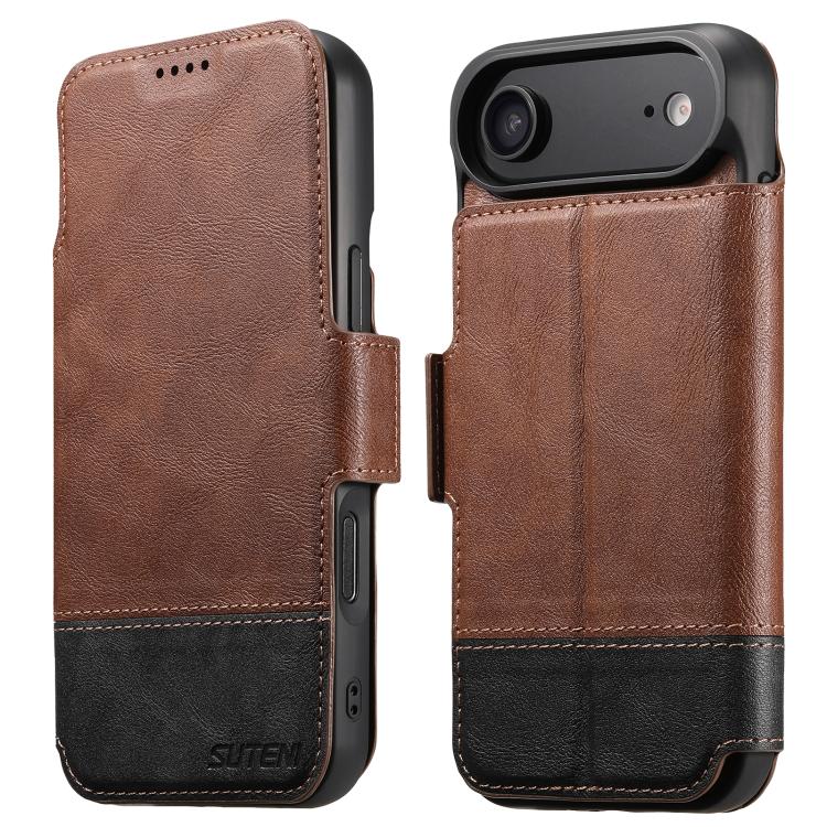 

For iPhone Air Suteni Q06 2-in-1 Multi-function Detachable Wallet MagSafe Phone Case(Brown)