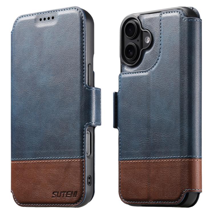 

For iPhone 17 Suteni Q06 2-in-1 Multi-function Detachable Wallet MagSafe Phone Case(Blue)