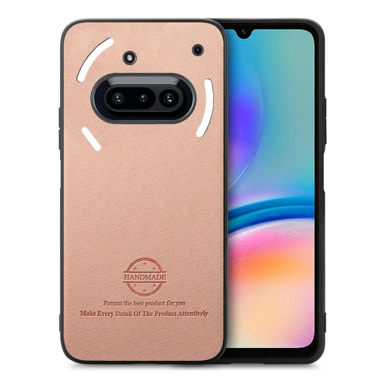 

For Nothing Phone 3a Twill Fabric Leather Skin Back Phone Case(Pink)