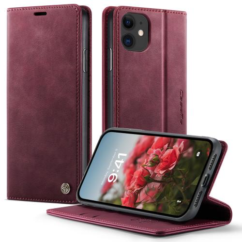 

For iPhone 11 CaseMe 033 Calf Leather Lining Microfibre RFID Blocking Phone Case(Red)